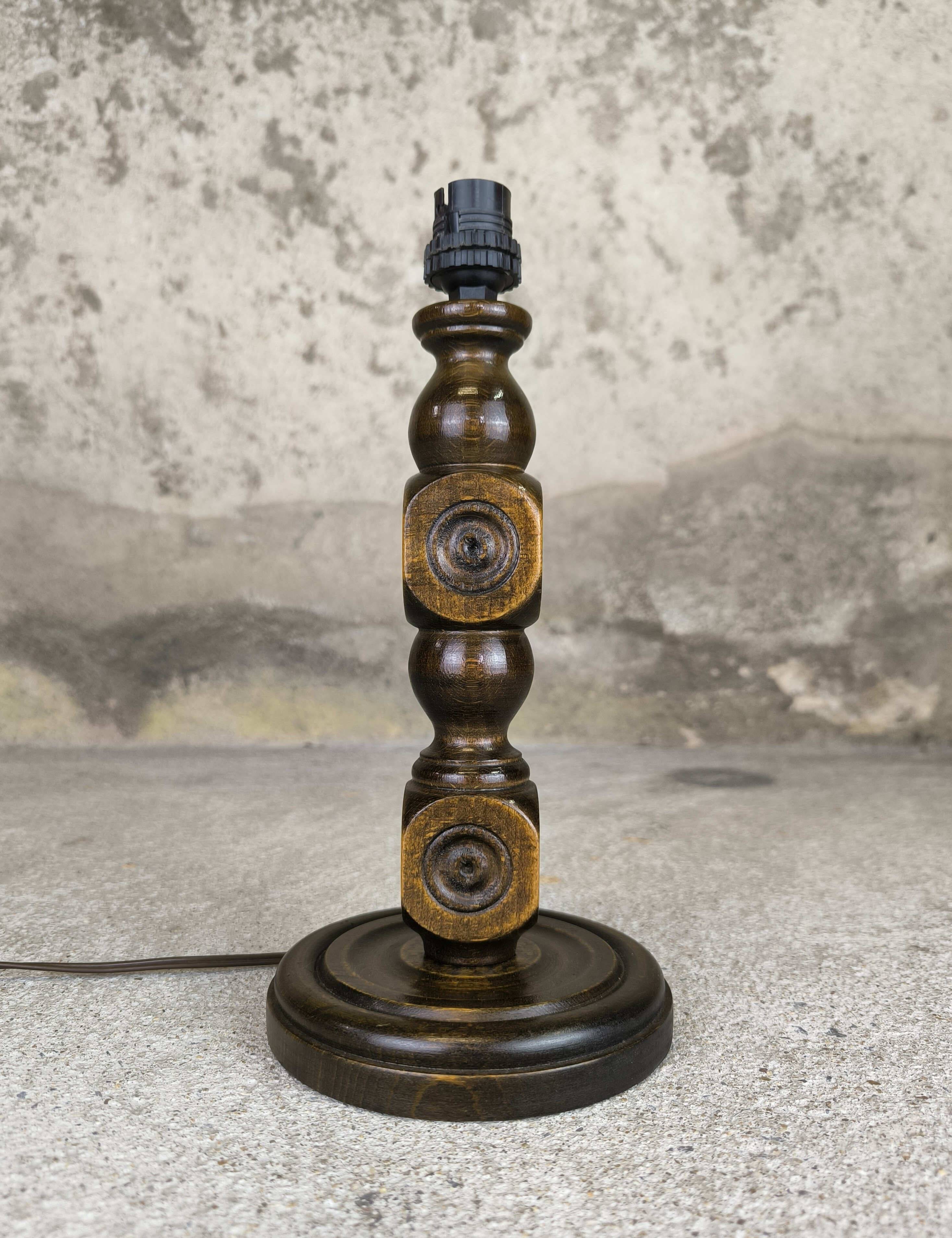 Vintage turned wood table lamp