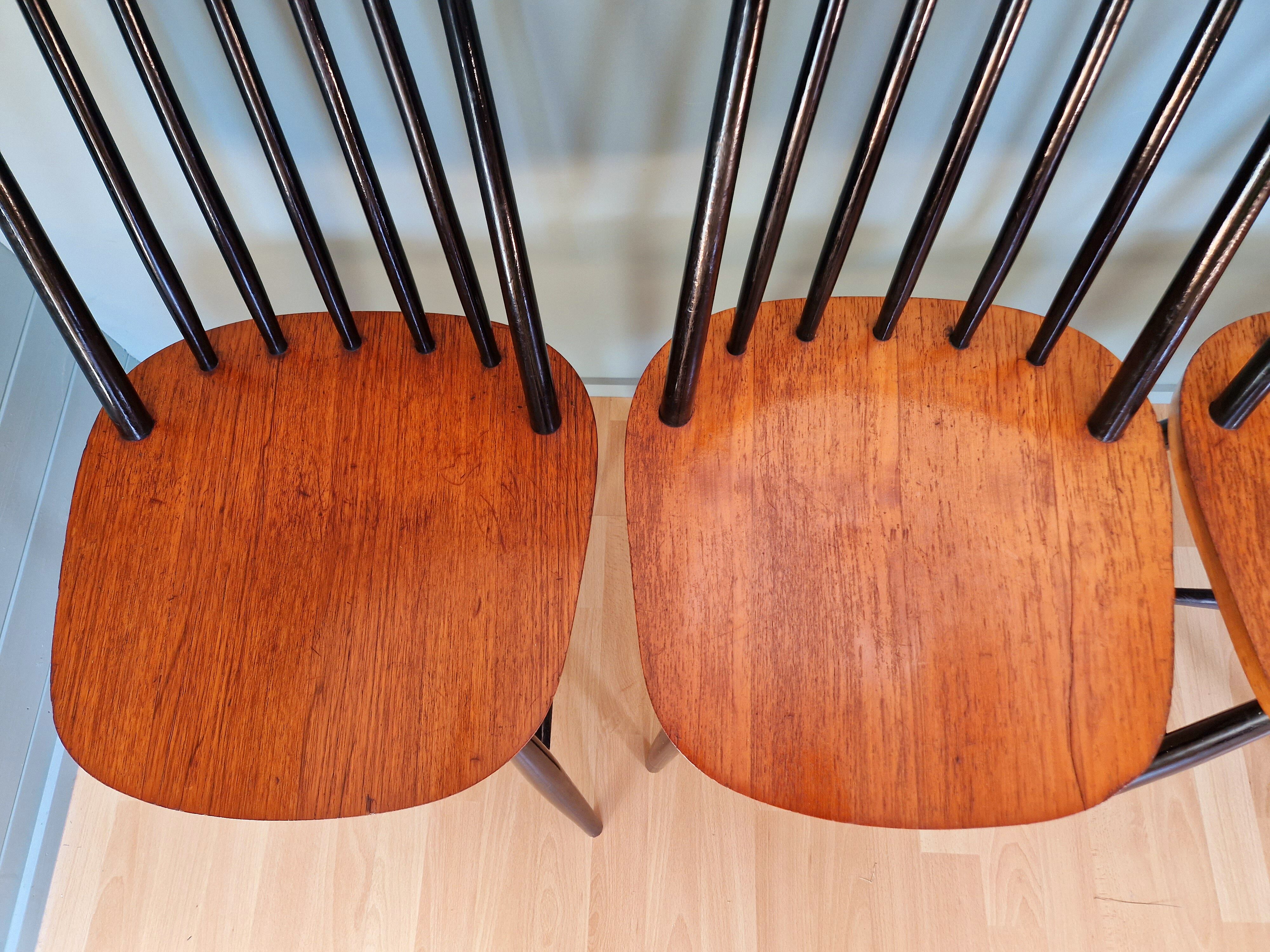 Set of 4 scandinavian teak chairs 60s
