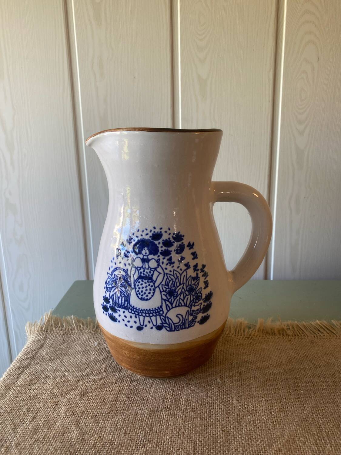Vintage pottery carafe, La Colombe