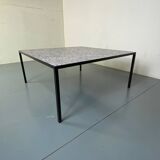 Mid-Century Modernist Rectangular Bleu Black Steel and Ceramic Coffee Table, 1960s