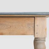 Table à manger rustique en pin français avec plateau en zinc, vers 1850
