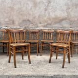 Series of 8 chairs bistro wood curve