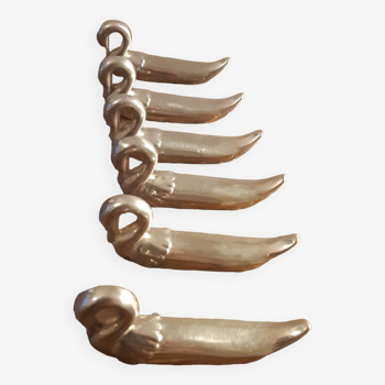 6 porte-couteaux "Cygnes" en métal argenté