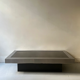 Rectangular black metal & smoked glass coffee table by Willy Rizzo, 1970.