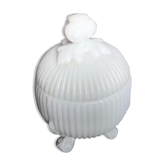 Bonbonnière in white opaline glass round tripodium shape