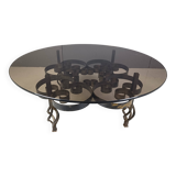 Table basse brutaliste en fer forgé des années 1970