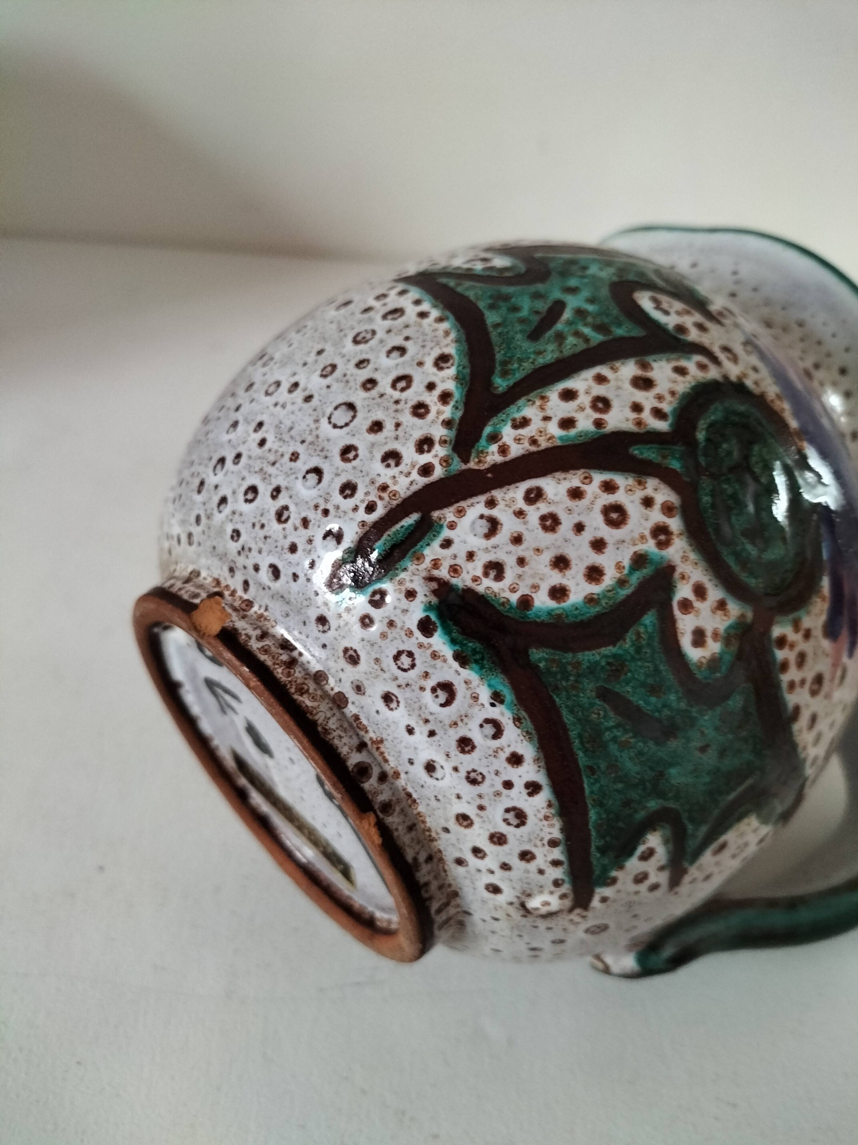 Pitcher with thistle motif by André Georges Pougues les Eaux