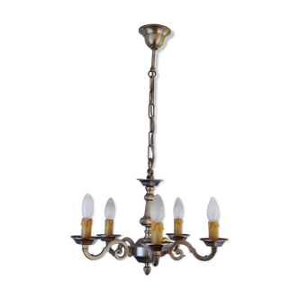 Chandelier with five arms of brushed metal light