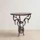 Handmade round side table with wrought iron base, circa 1980s, Czechoslovakia, 67 × 50 cm