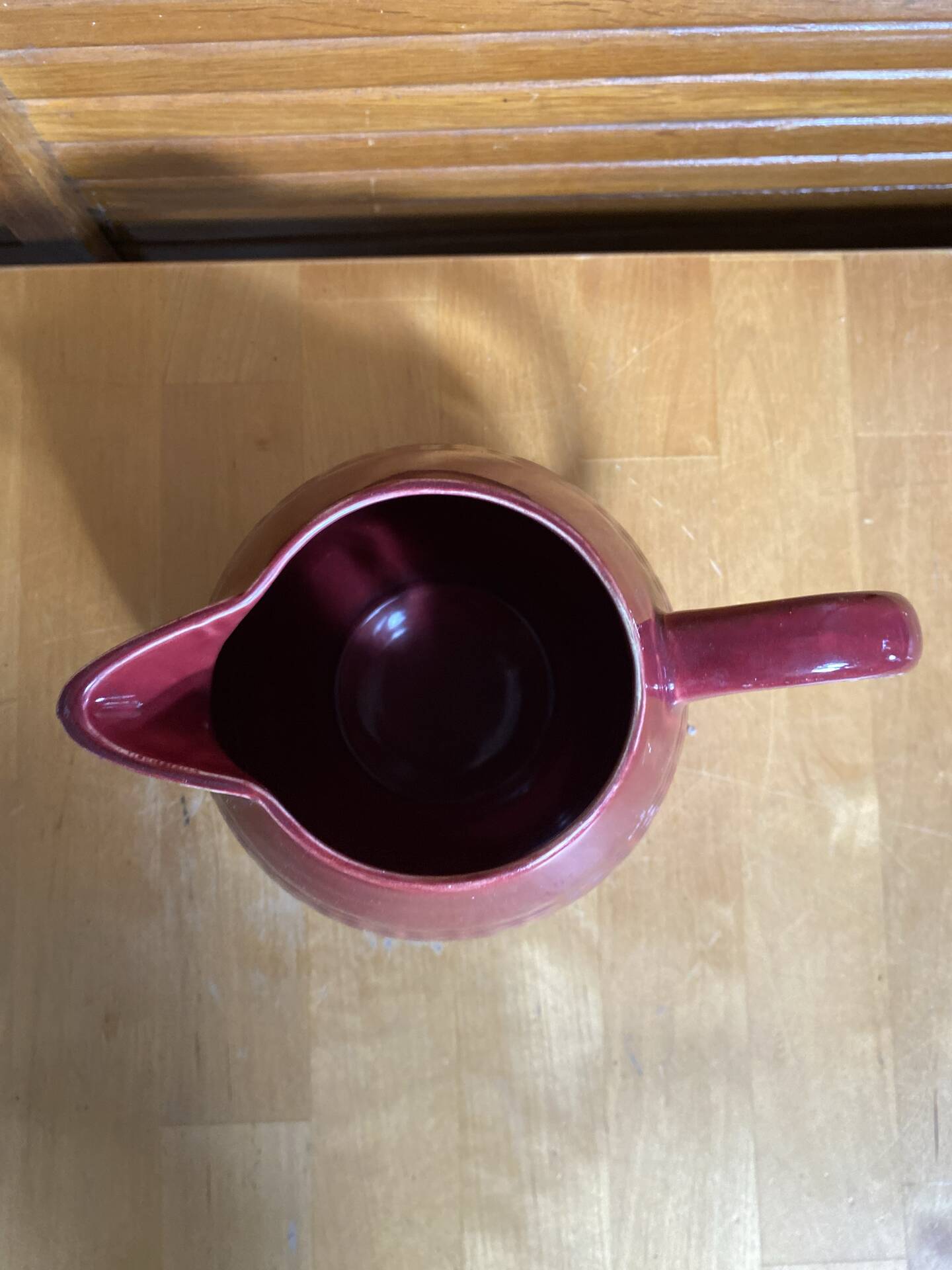 Old Red Ceramic Jug Woven Willow Style Vintage #E336