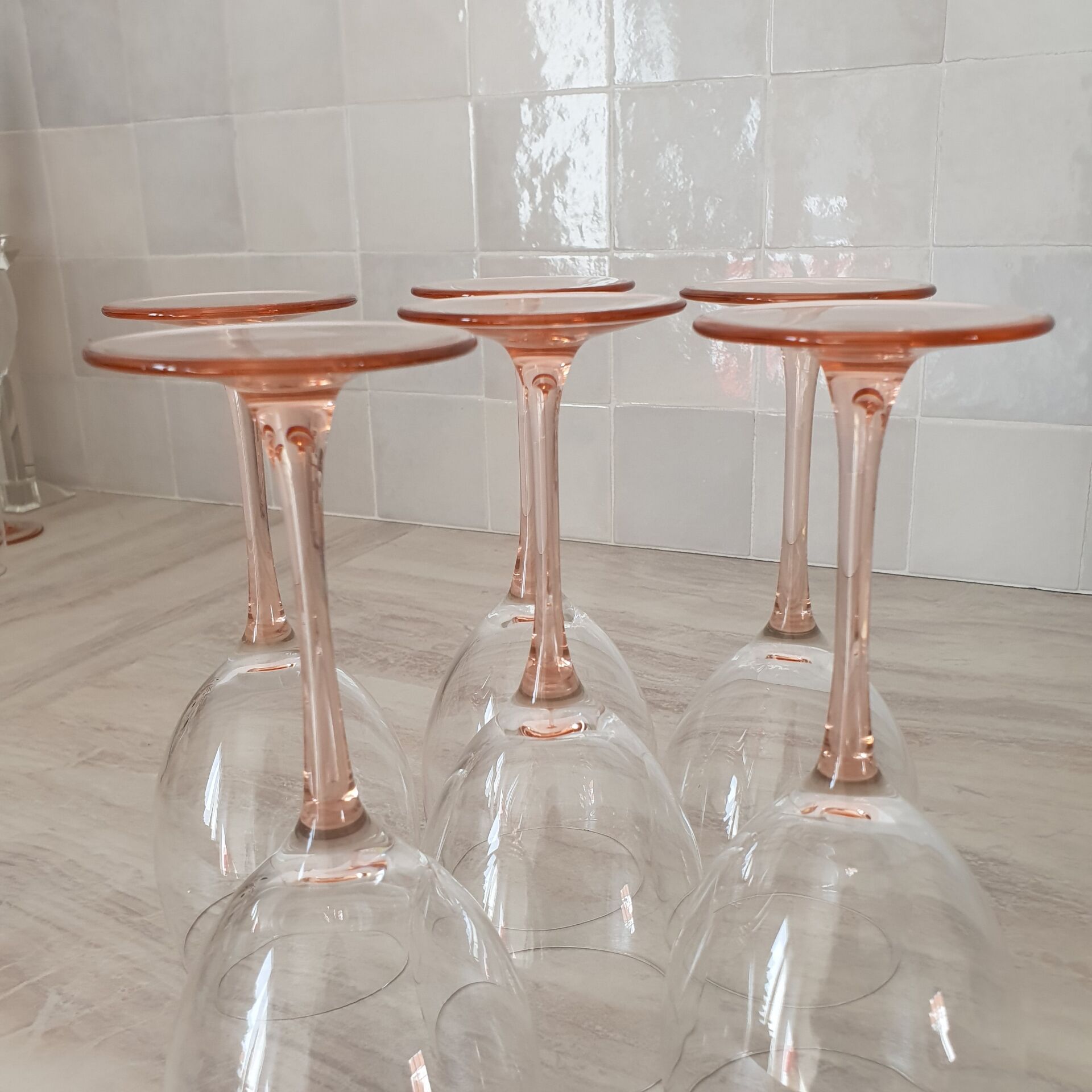 6 Verres à Eau ou Vin / verre à pied Rose par Luminarc