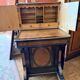 Victorian-era blackened wood and burr walnut Davenport.