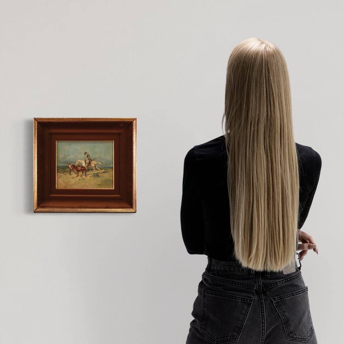Cadre Ancien Don Quichotte Et Sancho Panza – Bois Et Verre Bombé – Déco
