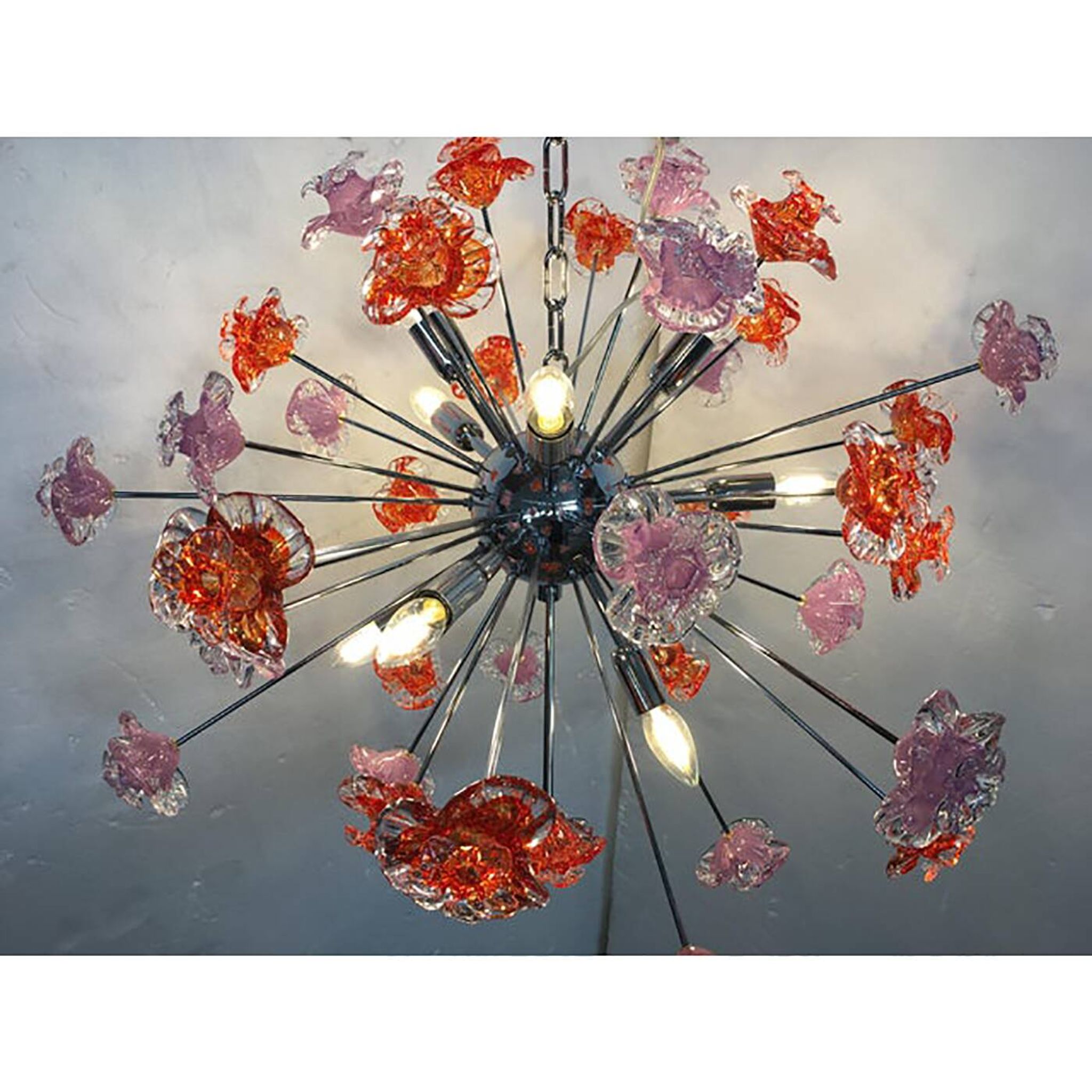 Murano Glass Flowers Italian Sputnik Candlestick