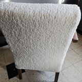 Armchair completely redone moumoute fabrics matching rectangular cushion woodwork mink color