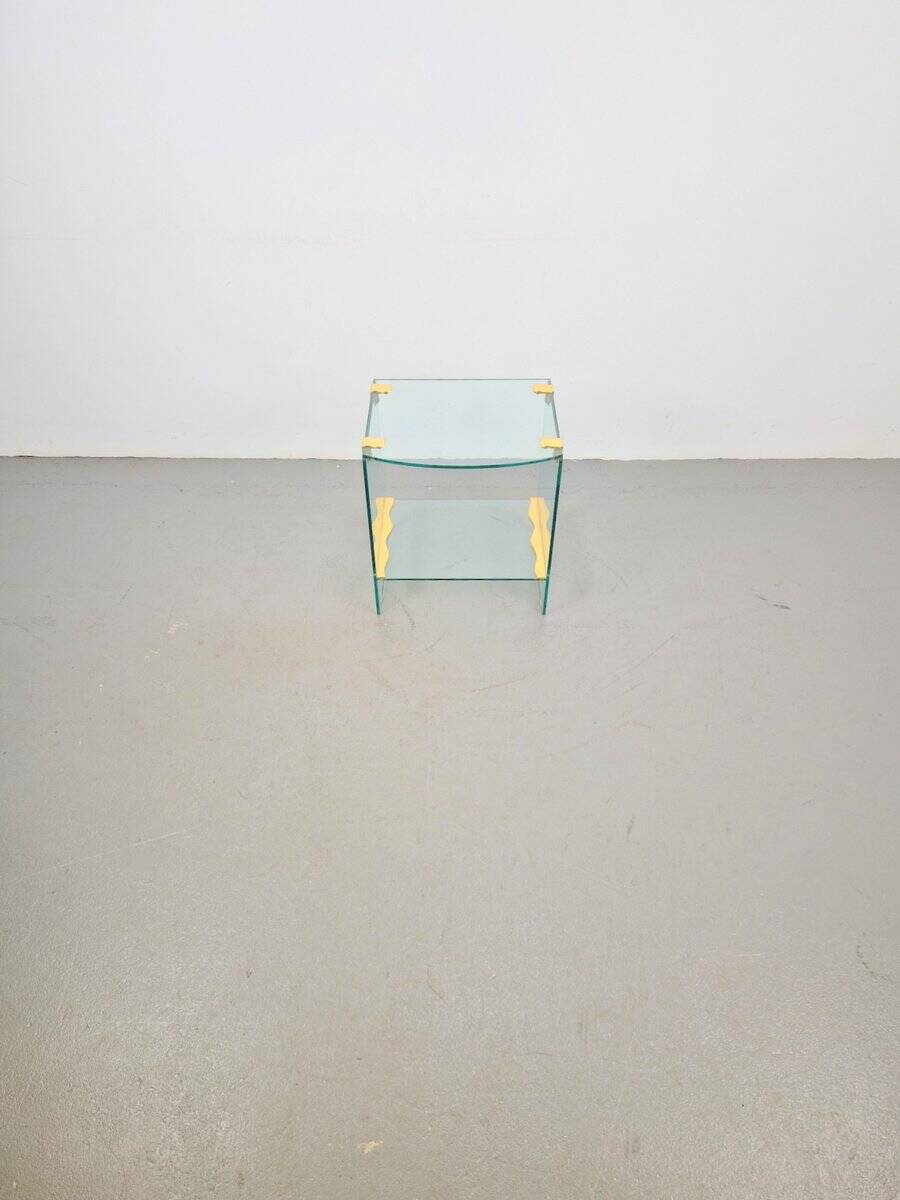 Vintage Regency Brass and Glass Side Table, 1970s