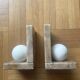 Vintage Italian alabaster bookends "Tennis Ball"