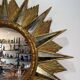 Golden sunburst mirror with wooden rays - 1950s