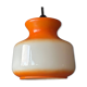 Vintage orange and white opaline pendant light from the 1960s