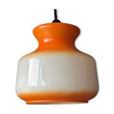 Suspension en opaline orange et blanc, 1960