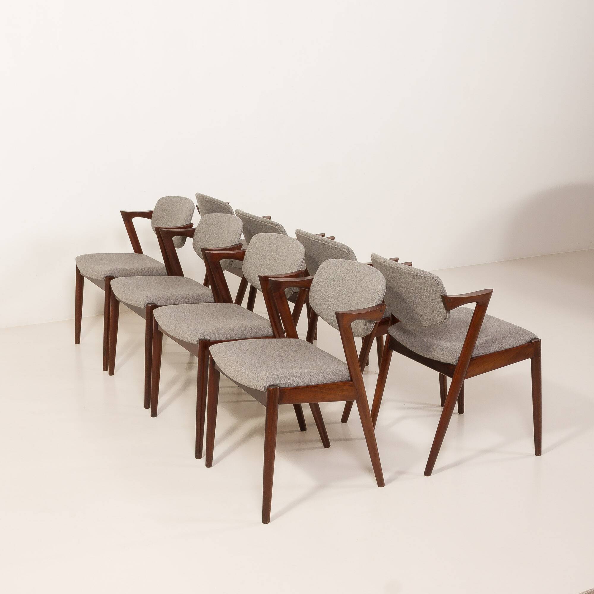 Kai Kristiansen chairs in roswood model 42, set of 8,Denmark 1960s