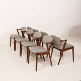 Kai Kristiansen chairs in roswood model 42, set of 8,Denmark 1960s