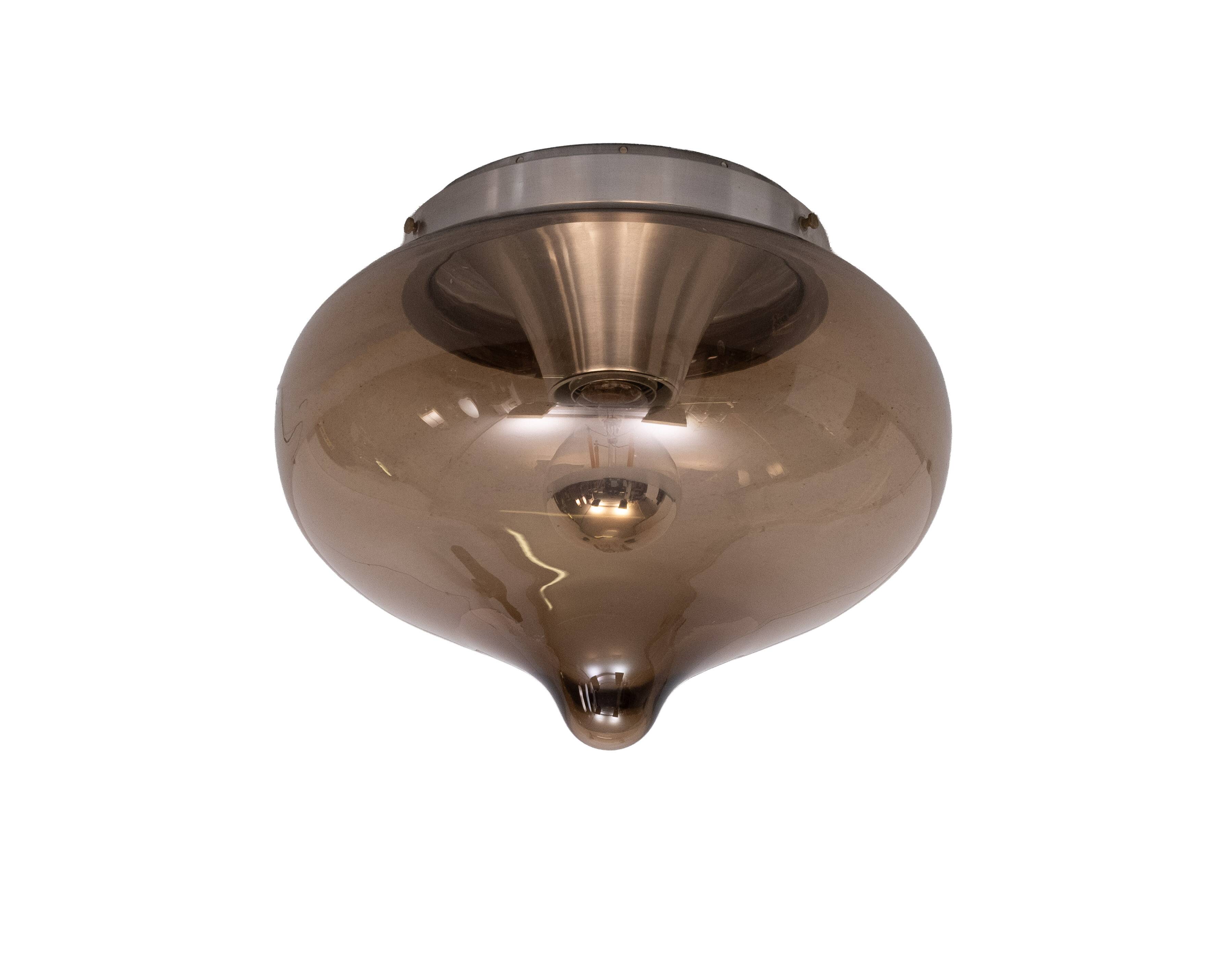 Lumière encastrée Dijkstra Tear Drop, verre fumé gris, années 1970, Hollande