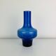 Blue glass vase in Scandinavian style from the 1960s, mouth-blown.