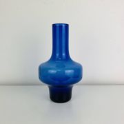 Blue glass vase in Scandinavian style from the 1960s, mouth-blown.