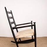Danish Rocking Chair in lacquered wood and fabric model 218, Thomas Harlev 1960.