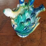 Antique glazed terracotta jug from Seminara Calabria, signed Ditto