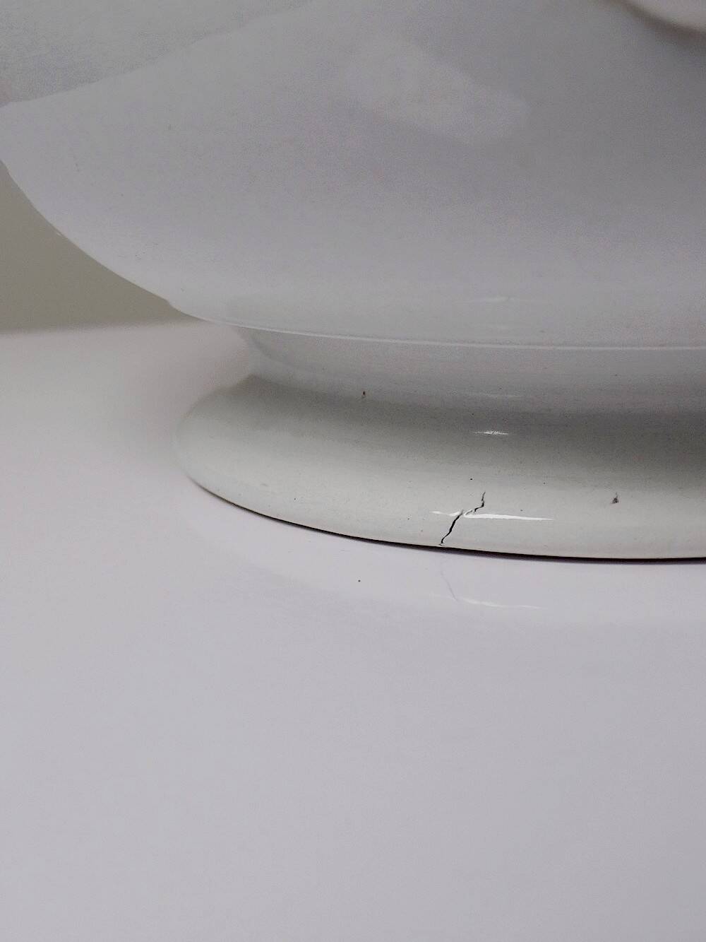 Antique white earthenware toilet jug from Pexonne, France