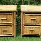 Pair of bamboo bedside tables
