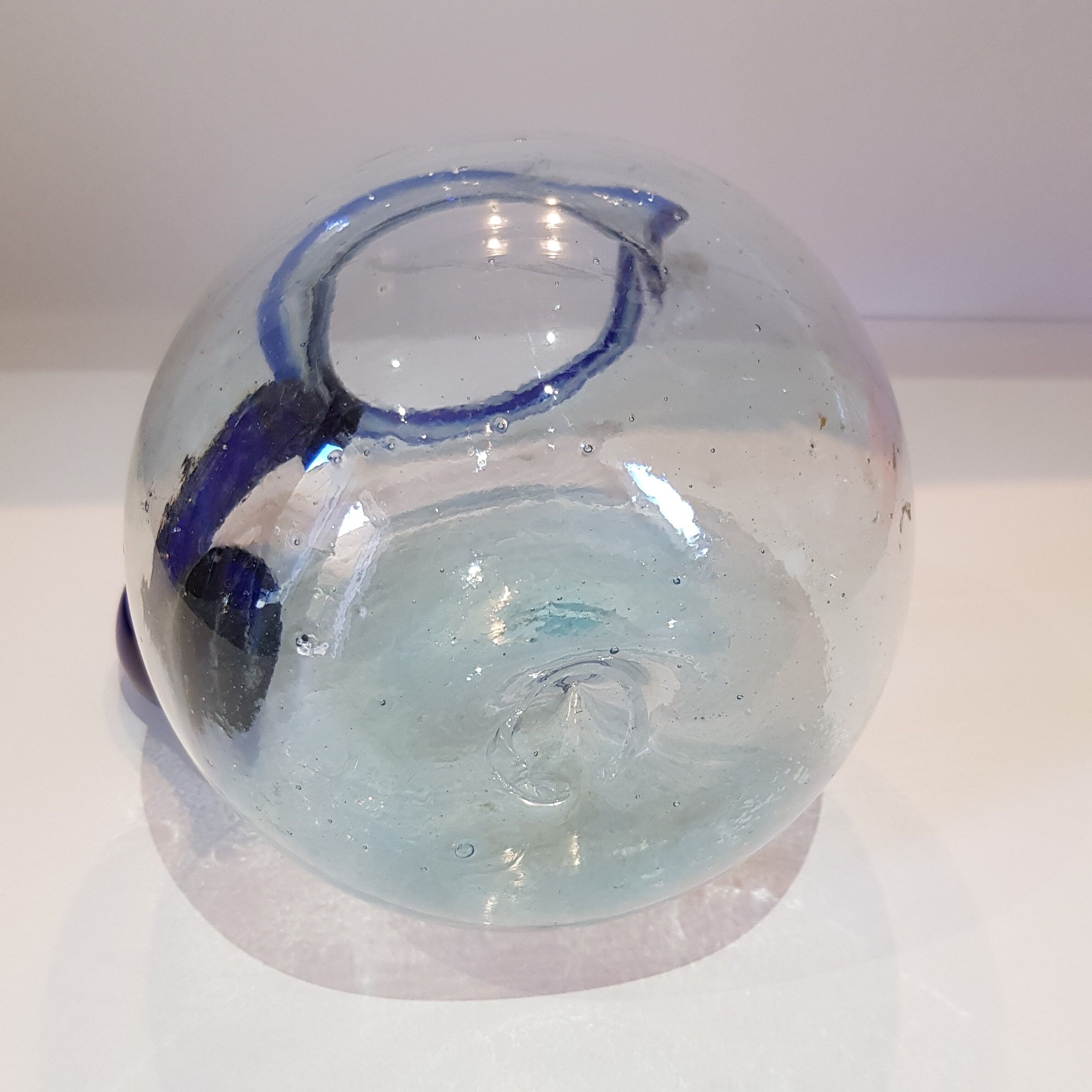 Pichet verre soufflé nuances de bleu