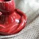 Vallauris style burgundy slip candle holder