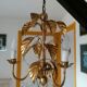 Lustre métal doré 3 feux décor feuilles