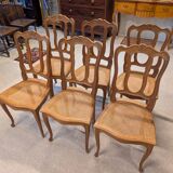 6 Louis XV oak caned chairs
