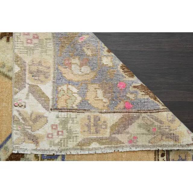 1970s Vintage Turkish Oushak Handmade Wool Cotton Brown Area Rug 135x238