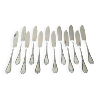 Christofle, Paris - Set of 12 fish knives - crossed ribbons model