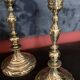 Pair of candlesticks or torches - gilded bronze.