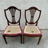 Set of 6 wooden chairs sitting red