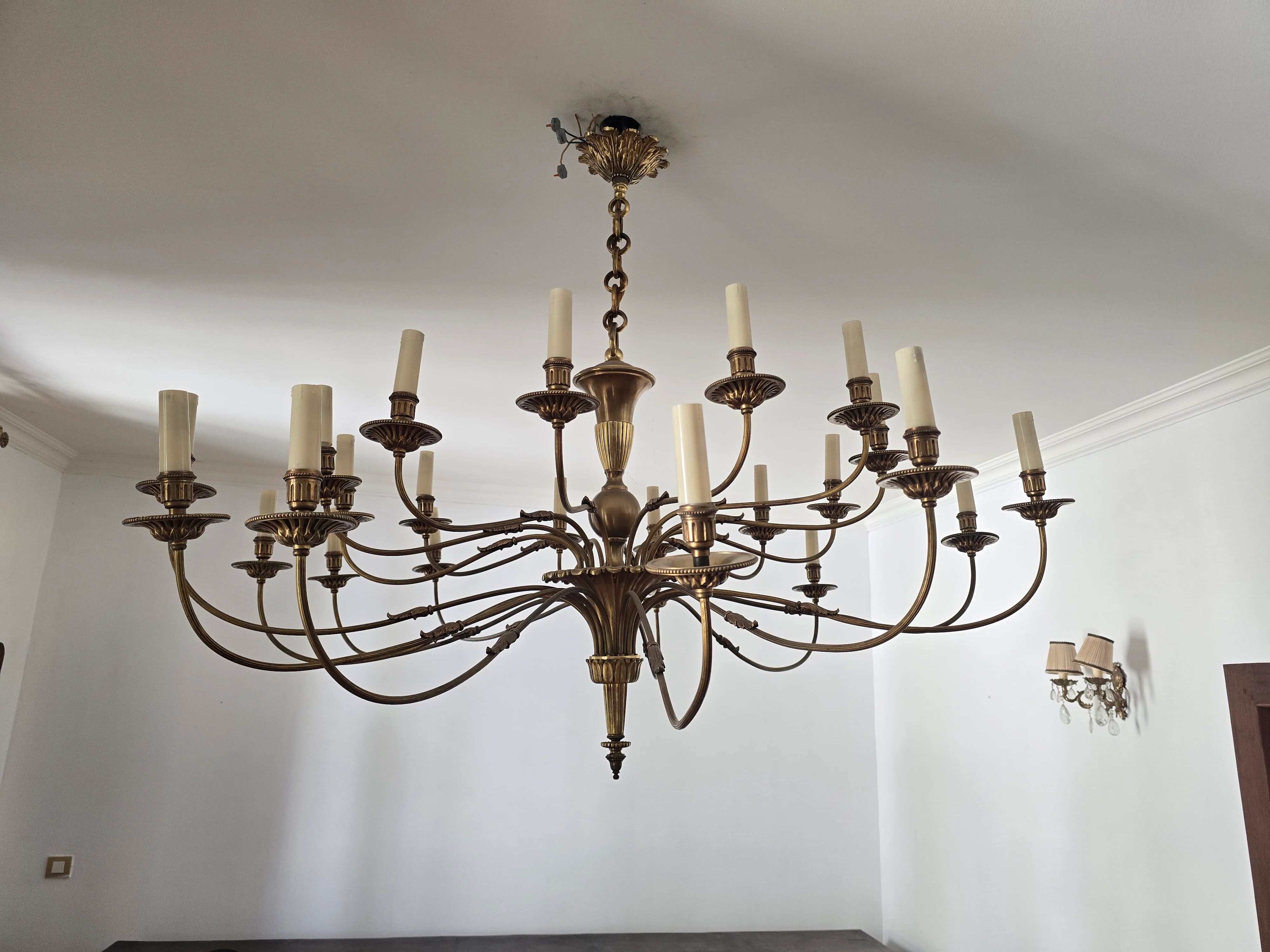 Large solid brass chandelier with 24 lights