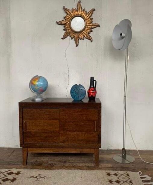 LOW FURNITURE RUSTIC SIDEBOARD MODERNIST ENFILADE HAS 2 DOORS IN CHENE - WIDTH 90 CM