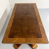 Ancienne table en noyer et loupe art déco année 30 France rallonges