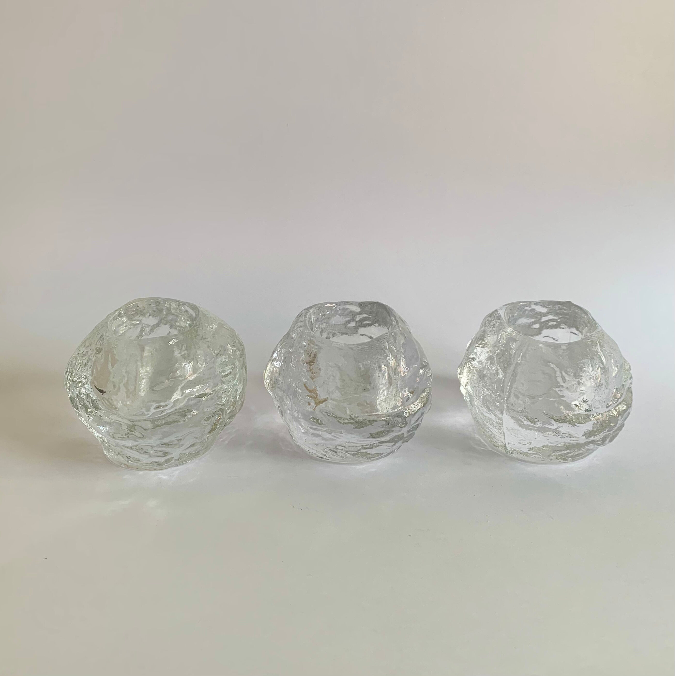 Set of 3 Candleholders, Kosta Boda, Sweden, 1970s