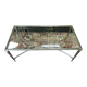 Neoclassical brass and glass coffee table