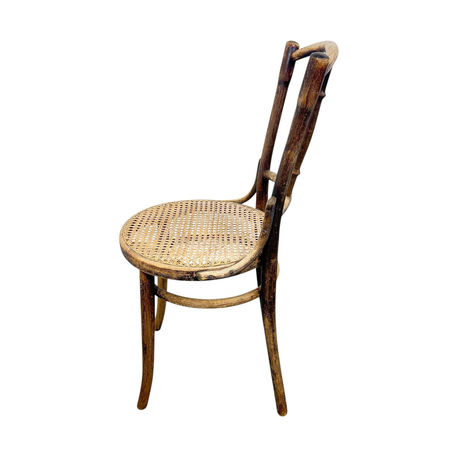 Antique Thonet Bentwood Chair Cane Seat