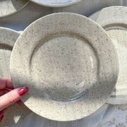 Set of 6 speckled grey stoneware plates 1970