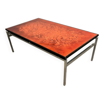 Glass coffee table by Jean René Talopp, 1970s