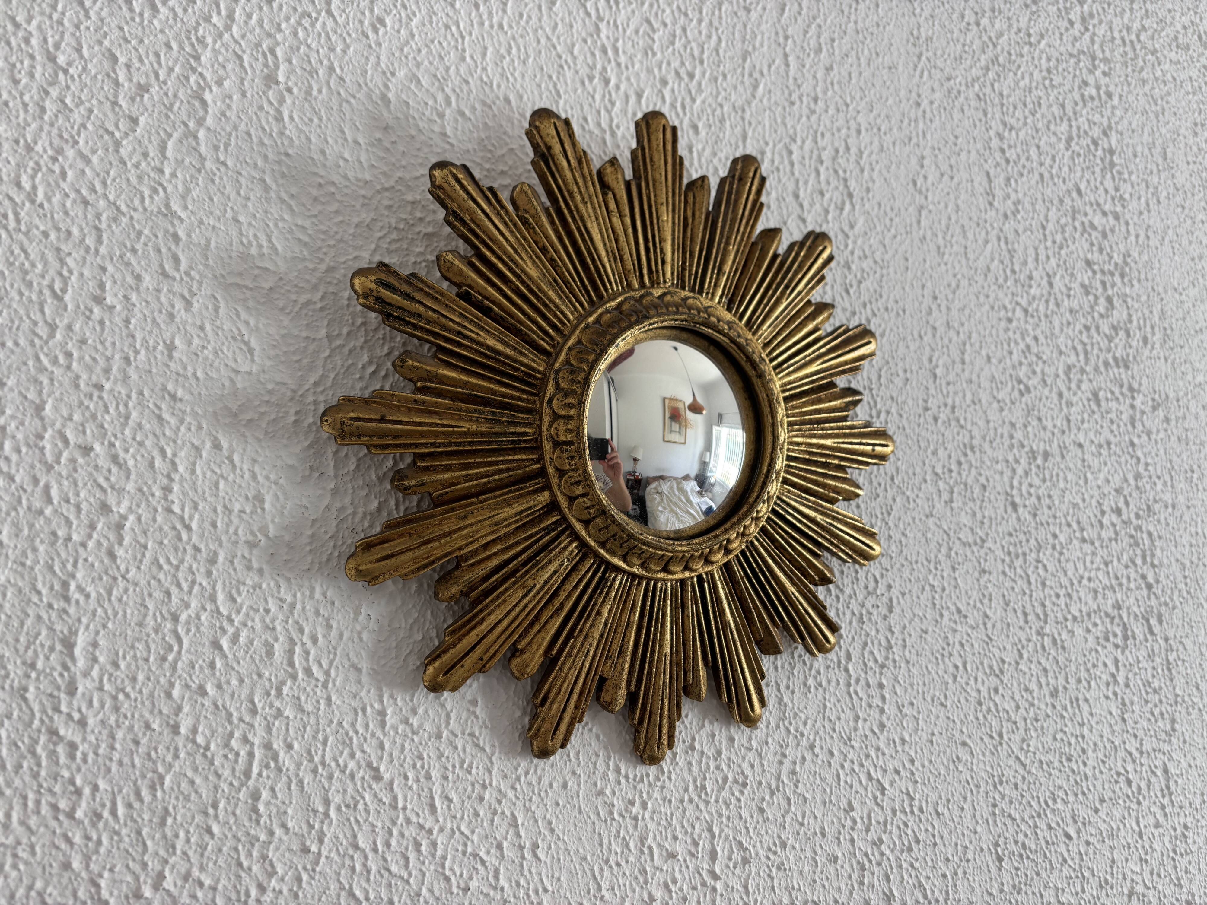 Vintage 1960s sun mirror witch's eye gold - 26 cm